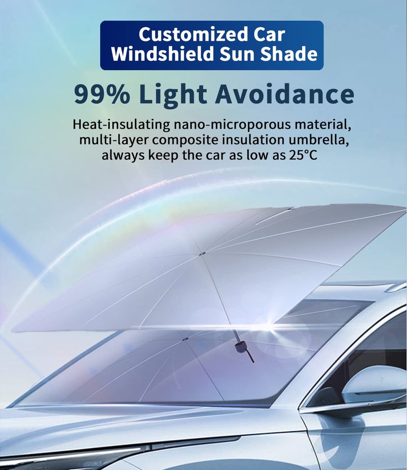 Sawuaa Custom-Fit for Cadillac Windshield Sun Shade Umbrella, 360Rotation Bendable Car Umbrella Sunshade Cover UV Block Car Front Window, Designed for Cadillac Accessories (for Cadillac XT4) - Image 2